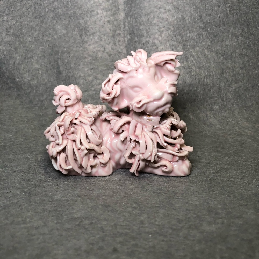 VINTAGE PINK SPAGHETTI POODLE FIGURINE